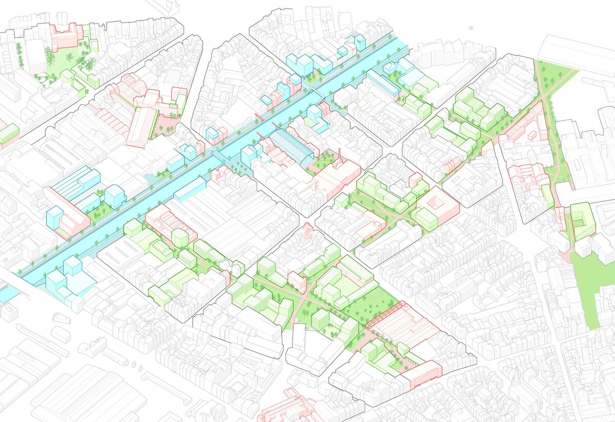 Voorstel om de openbare en groene ruimten rond het kanaal en de Heyvaertstraat herin te richten 